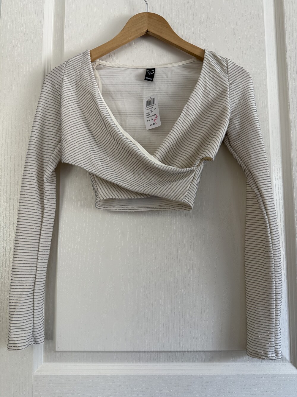 Windsor Striped long-sleeve crop top